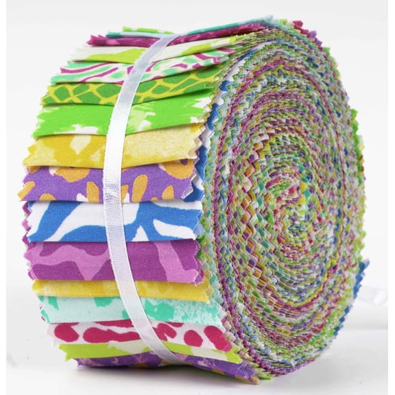 Soimoi 40Pcs Animals Print Cotton Precut Fabrics For Quilting Craft Strips 2.5x42inches Jelly Roll - Multicolor