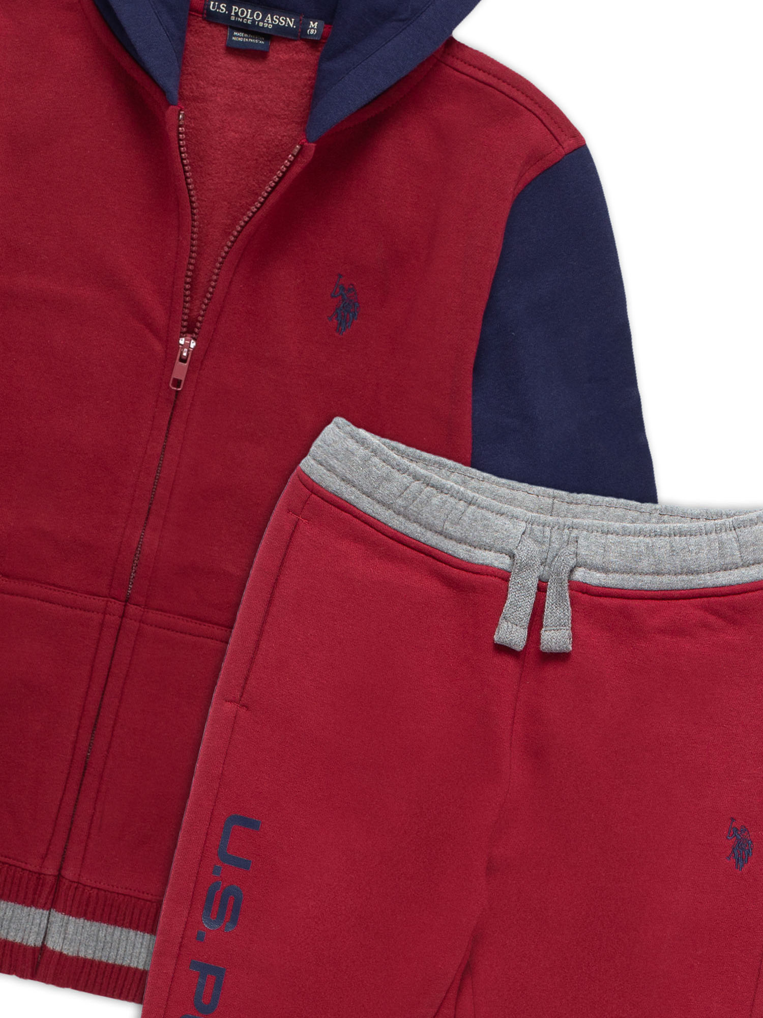 U.S. Polo Boys Fleece Colorblock Zip up Hoodie & Sweatpant Set , 2-Pack, Sizes 4-18 - image 2 of 7