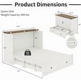 thumbnail image 2 of VanAcc Queen Size Murphy Bed with Charging Station, Farmhouse Cabinet Bed with Large Storage Drawer for Living Room, Guest Bedroom, White, 2 of 8