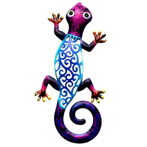 Louist Metal Gecko Wall Decor Lizard Sculpture Crafts Inspirational Statue Hanging Art Decoration Ornaments for Outdoor Yard Fence Room Bedroom Kitchen Bathroom Garden (Blue)