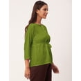 thumbnail image 2 of Moomaya Solid Tie-Up Tops For Women, Quarter Sleeves Round Neck Casual Viscose Top, 2 of 6
