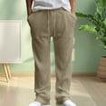 thumbnail image 2 of LIaqionyy Men's Corduroy Pants Straight Leg Casual Loose Drawstring Elastic Waist Fall Winter Clothes with Pockets, 2 of 8