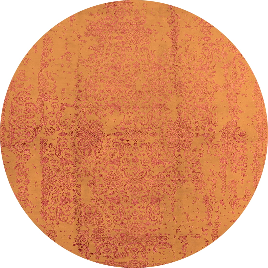 Round Orange Rug Ahgly Company Indoor Round Oriental Orange Industrial Area Rugs, 5 ...