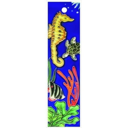 aquarium seahorse_left - decorative ceramic art tile - house number - 2"x8.5"en vogue