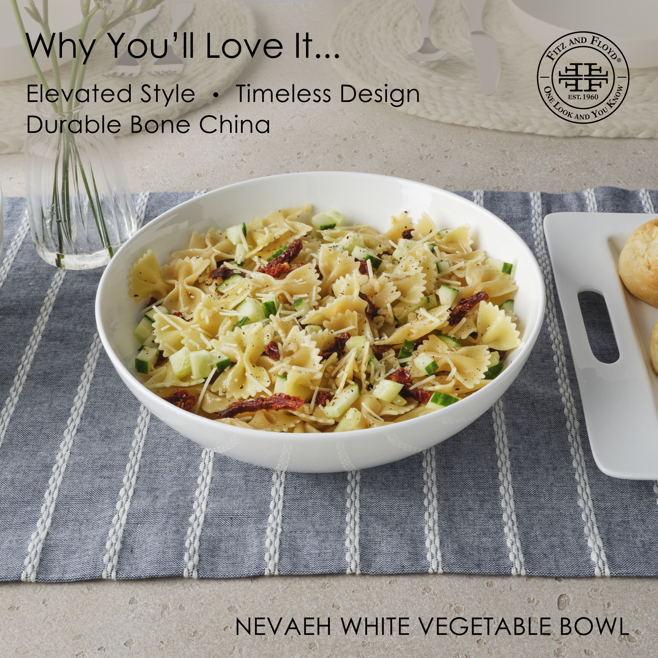 Fitz and Floyd Nevaeh 9.75In Vegetable Serve Bowl