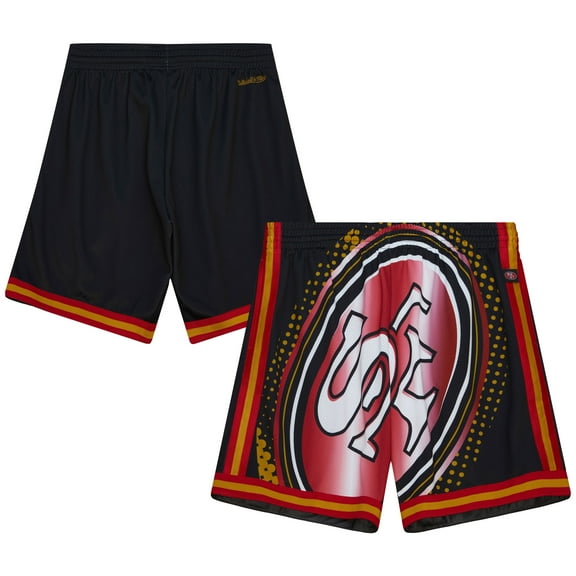Men's Mitchell & Ness Black San Francisco 49ers Big Face 7.0 Fashion Shorts