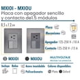 thumbnail image 2 of Apagador para Pared Inoxium1A1COxford 1Pza Contacto/Apagador 125-250VCA 10/15A 50/60Hz Plateado/Oxford Acero Inoxidable/, 2 of 3