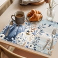 thumbnail image 2 of Placemats Set of 4 - 13x19 Inch, Navy Blue Pumpkins Fall Non-Slip Washable Place Mats for Dining Table, Thanksgiving Wooden Eucalyptus Leaves Polyester & Linen Blend Table Mats for Kitchen Party, 2 of 9