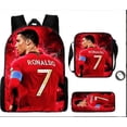 thumbnail image 1 of Conjunto de mochila infantil de 3 piezas con diseños de jugadores de fútbol para el colegio., 1 of 5