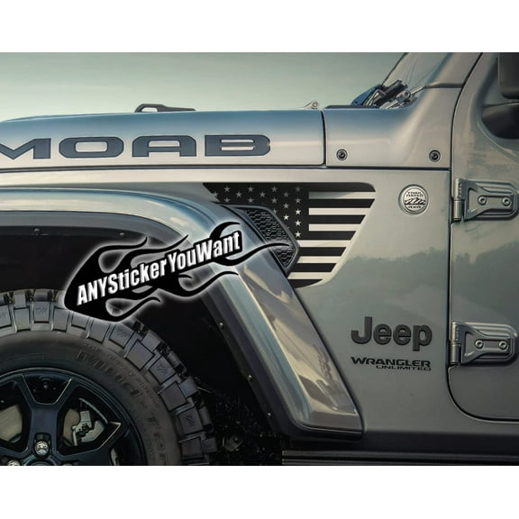 AnyStickerYouWant - USA American Flag Fender Vent Vinyl Decal Sticker Fits & Compatible with Jeep Wrangler JL/Jeep Gladiator JT 2018 