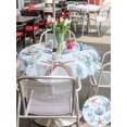 thumbnail image 6 of Outdoor Tablecloth with Umbrella Hole Zipper Blue Coastal Round Tablecloth 60" Waterproof Outside Table Cloth Ocean Nautical Coral Starfish Patio Table Cover Tablecloths for Picnic Party, 6 of 8