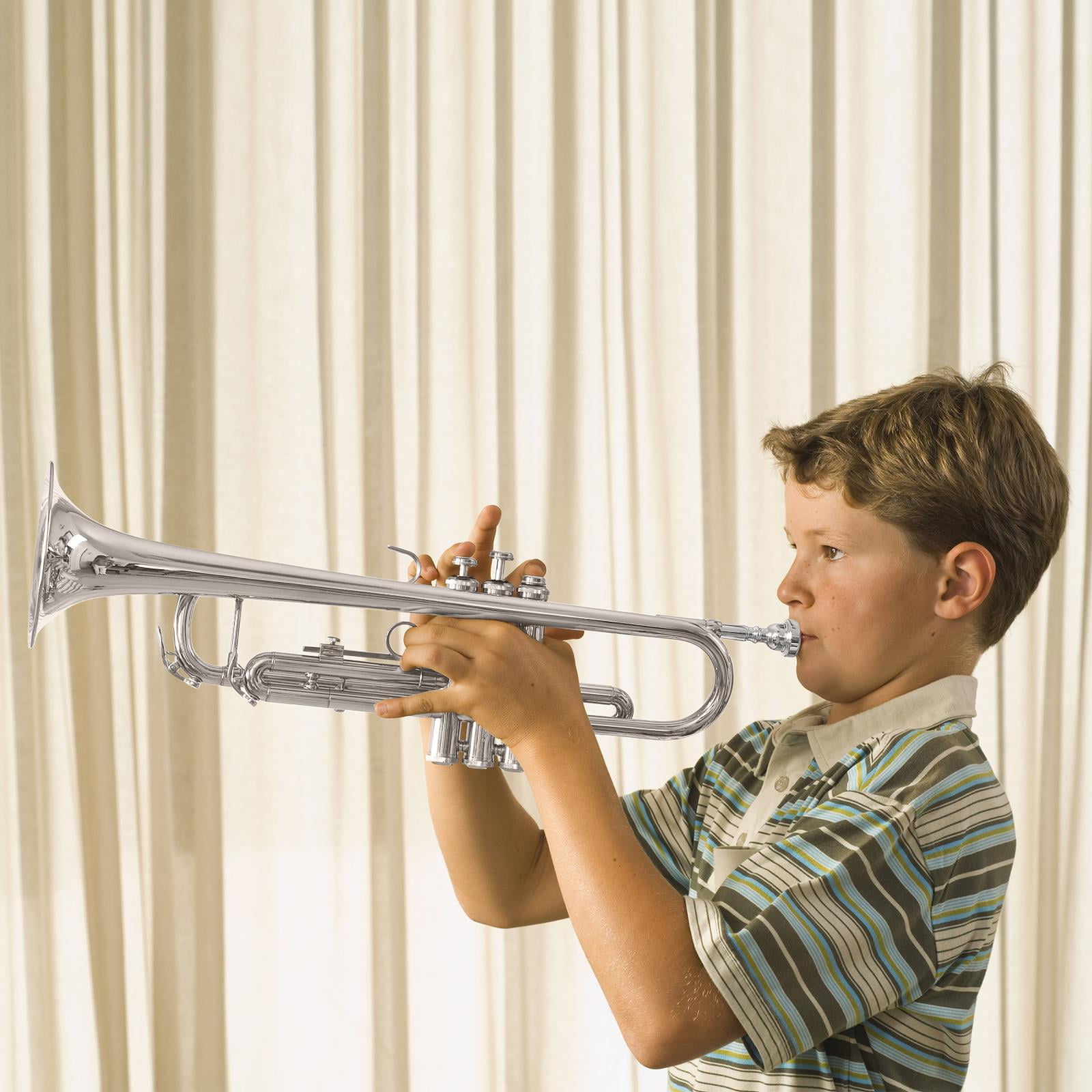 UBesGoo B Flat Silver Bb Trumpet for Concert Band with Case