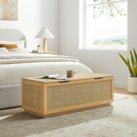 Modway Soma Rattan Storage Bench in Oak by Modway
