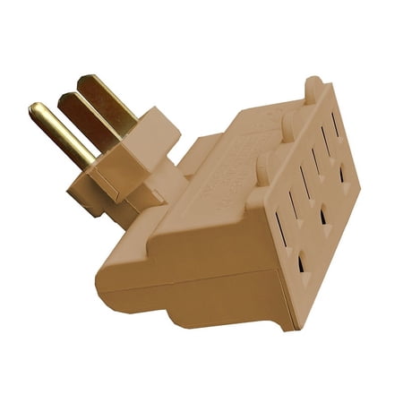 UPC: 0815333017850 | Tan 3 Outlet Polarized Swivel Tap – 15 AMP