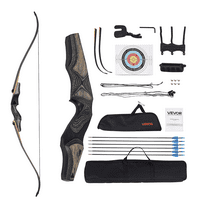 VEVOR Recurve Bow and Arrows Kit, 60 inch Wooden Takedown Bows, Right Handed Ergonomic Archery Recurve Bow Package, Longbow for Outdoor Target Training Practice Hunting, Beginners to Advanced,30 lbs