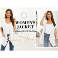 thumbnail image 6 of Uvplove Women's Short Sleeve Summer Open Front Cardigan Lightweight Knit with Pcokets,White,L, 6 of 9