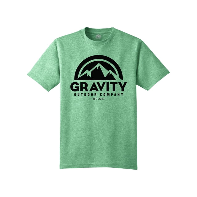 Gravity Outdoor Co. T-Shirt Col Rond Tri-Blend - Logo Noir - Vert Chiné - m
