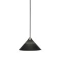 thumbnail image 1 of Toltec 3401-BN-4009 Paramount 1 Light Pendant In Brushed Nickel Finish With 12" Black Matrix Glass, 1 of 1