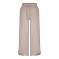 thumbnail image 5 of PiGOGI Women's Summer Elastic Waist Pants, Casual Linen Pocket Trousers Beige M, 5 of 9