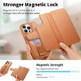 thumbnail image 5 of Compatible with iPhone 16 Pro Max Wallet Phone Case,Detachable Magnetic Flip Phone Cover with Card Slots,With Wrist Strap,Kickstand,PU Leather Shockproof Anti-fall Phone Case,Brown, 5 of 14