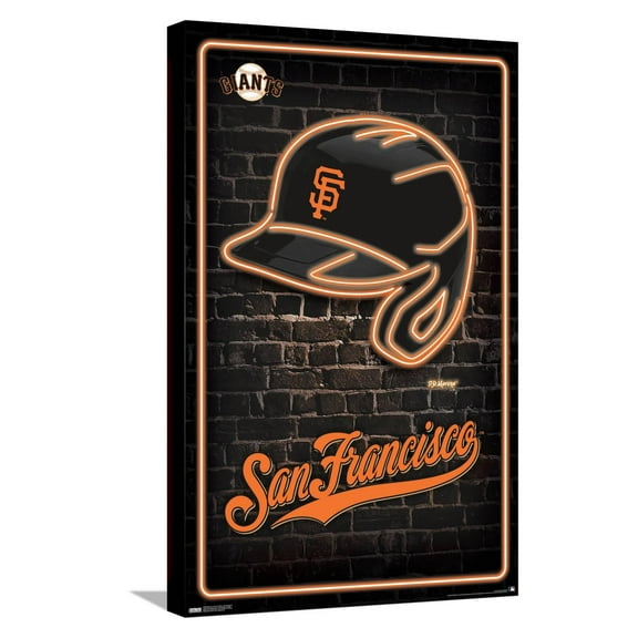 MLB San Franciso Giants - Neon Helmet 23 Canvas Wall Poster, 14.725" x 22.375"