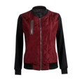 thumbnail image 4 of Women 's Classic Quilted Biker Jacket Lightweight Zip Up Casual Coat Short Bomber Jacket Coat Patchwork Top, 4 of 6