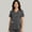 Charcoal, variant on HeedFit Women’s Snap Front Scrub Top, V-Neck, 3 Pockets, Short Sleeve, s, Black