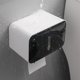 thumbnail image 2 of Caja de soporte de papel higiénico sin perforaciones, caja de almacenamiento de pañuelos montada en la pared con estante y cajón for baño, dormitorio, cocina, 2 of 5