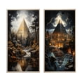 thumbnail image 2 of Designart "The Timeless Wonder of the Pyramid" Egypt Framed Wall Art Set Of 2 - Yellow Landscapes Framed Canvas Set For Living Room Decor, 2 of 7