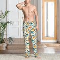 thumbnail image 2 of Pofeuu Dinosaurs and Tropical Leaves Print Men's Pajama Pants, Soft Lounge Pajama Pants with big pockets for Men Plaid Pj Bottoms-Large, 2 of 6