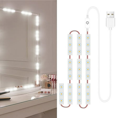 

LED Makeup Mirror Lights 30LEDs Dimmable Touch Control Vanity Mirror Lights Bathroom Mirror Light with USB Cable LED Strip Lights Dressing Mirror