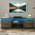 thumbnail image 3 of BELLEZE 66" TV Stand for TVs Up to 75", Entertainment Center with Music Sync LED Lights, Media Console Table Storage Cabinet with Open Shelves & Drawers for Living room, Bedroom - Hawthorn (Brown), 3 of 7