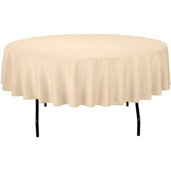 Tablecloth Polyester Round 90 Inch by CintBllTer (Beige)