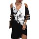 thumbnail image 4 of Moda mujer Casual Sexy cuello en V estampado verano 3/4 manga Mini vestido Fridja  yut3624, 4 of 9