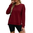 thumbnail image 2 of FAIWAD Crewneck Sweatshirts Women Casual Long Sleeve Basic Pullover Tops Teen Girls Fall Winter Solid Color Clothes, 2 of 7