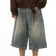thumbnail image 3 of WAYUTE Shorts for Women Wide Leg Streetwear Vintage Cozy Jean Shorts with Pocket Fashion Casual Versatile Summer Outdoor, 3 of 5