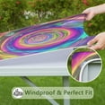 thumbnail image 6 of Colorful Tie Dye Spiral Pattern Square Fitted Tablecloth with Elastic Edge,Square Table Cover,Washable Elastic Table Cover for Home Kitchen Party Decor 34"x34", 6 of 6