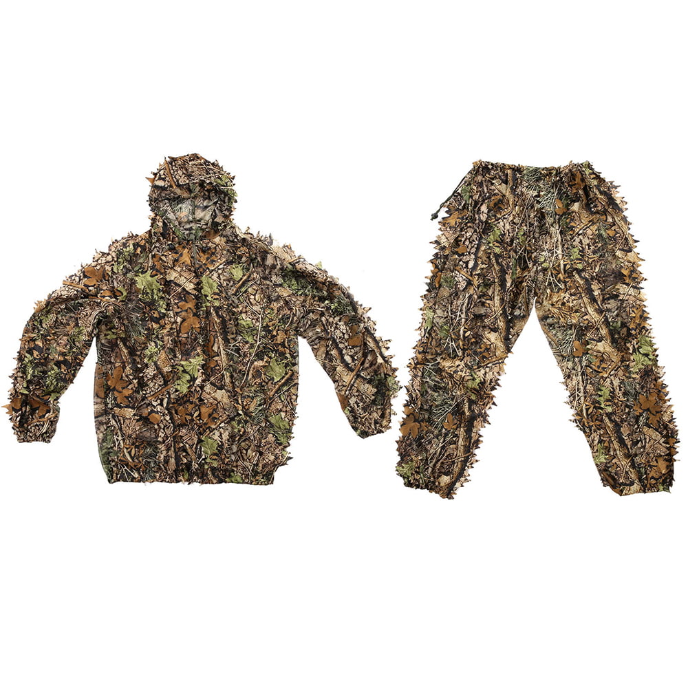 Details about   Outdoor Ghillie Suit Camouflage Clothes Jungle Suit Cs Training Leaves Clothing 