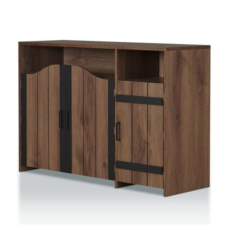 Thick American Black Walnut - Furniture of America Helen Buffet in Distressed Walnut and Black