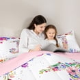 thumbnail image 4 of Castle Fairy Floral Letter J Twin Comforter Sets 3-Piece for Adults,Spring Garden Bedding Set for Bedroom,Pink Reversible, 4 of 6