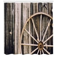 thumbnail image 3 of Ambesonne Wagon Wheel Shower Curtain, Rusty Door, 69"Wx75"L, Black Pale Brown, 3 of 3