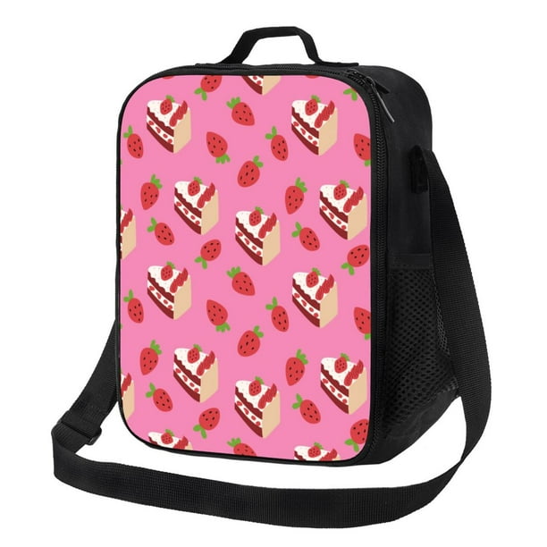 Balery Strawberry Cake Caja de Almuerzo y Bolsa de Almuerzo para Hombres y Mujeres, Bolsa de Almuerzo Reutilizable con Gran Capacidad, Bolsa de Almuerzo Aislada