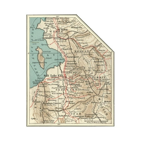 Map of the Salt Lake City Print Wall Art By Encyclopaedia Britannica