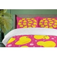thumbnail image 4 of Ambesonne Rubber Duck Duvet Cover Set, Bubbles Hot Pink, 2-Calking, Yellow Pink, 4 of 7