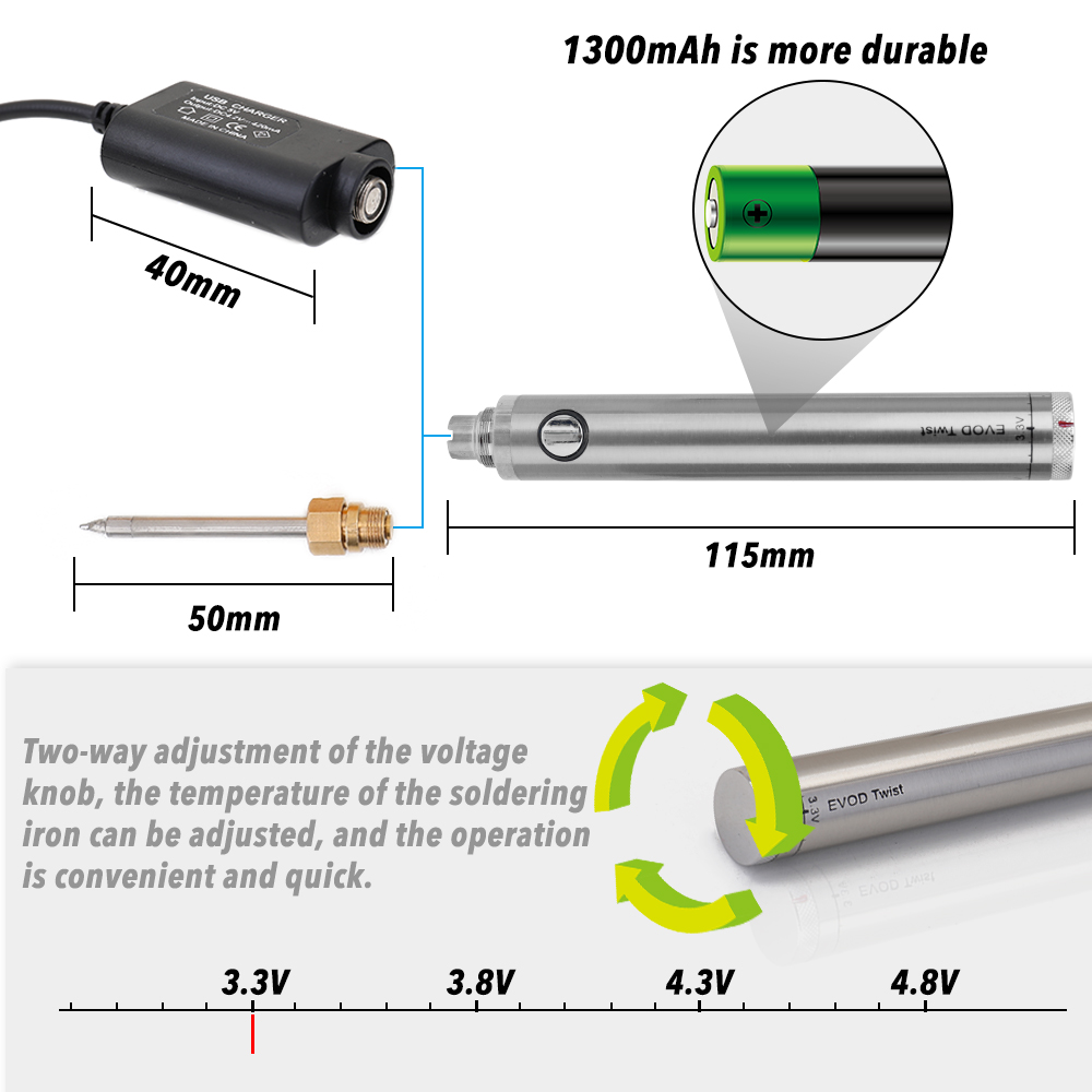 Battery Soldering Iron Wireless Charging Soldering Iron w//USB Welding Tools K7Z9