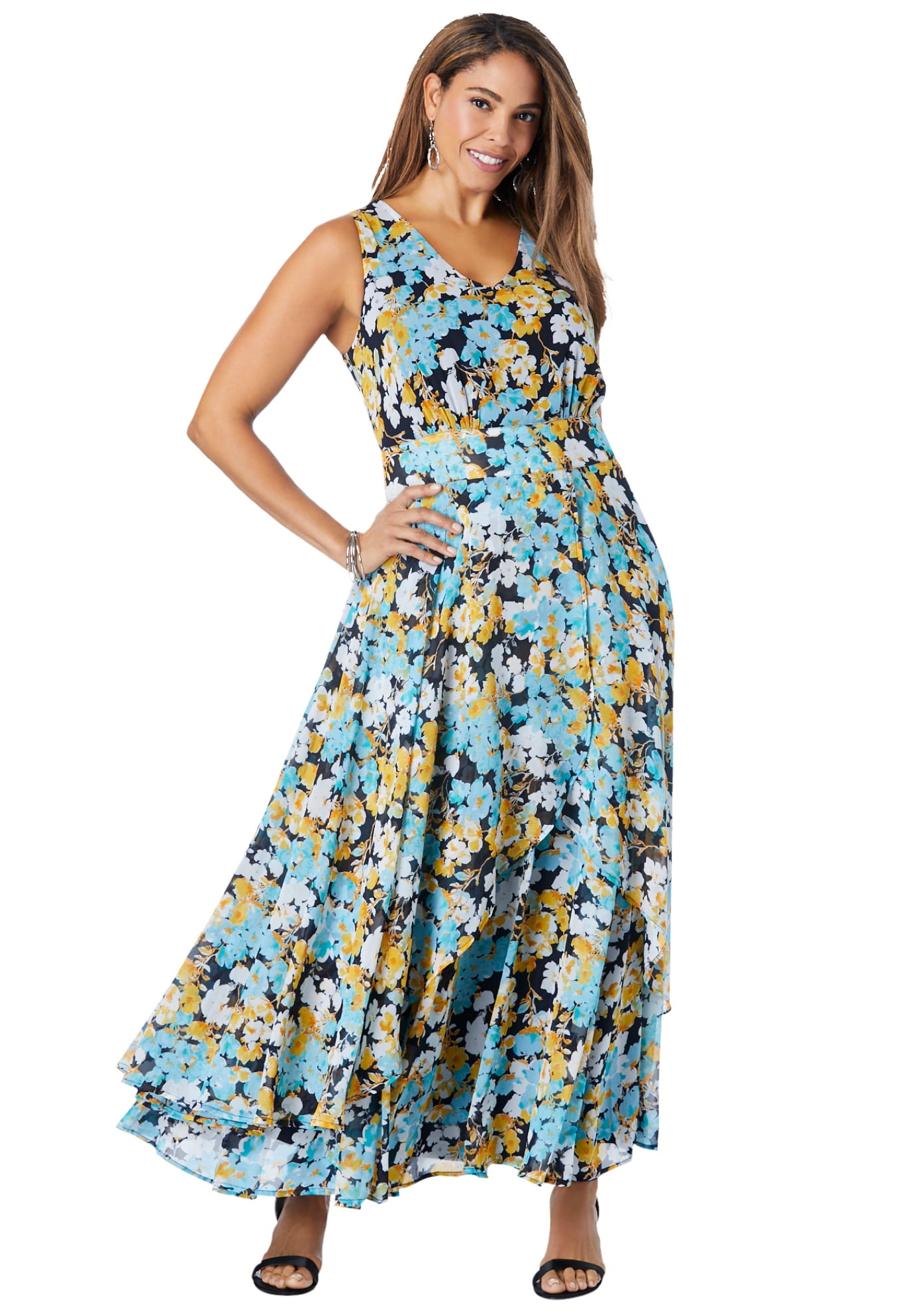 Women Summer Dresses Plus Size Short Sleeve Pockets Casual Swing