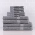 thumbnail image 5 of Mainstays 10 Piece 100% Cotton Towel Set, 2 Bath Sheets, 2 Bath 2 Hand and 4 Washcloths, Super Soft and Highly Absorbent Basic Solid Towel Set for Bathroom, Hotels, Spa and Gym – Grey, 5 of 7