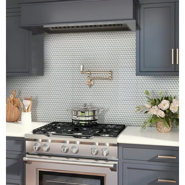 Cirkel 11.46 in. x 12.4 in. Glossy Gray Porcelain Mosaic Wall and Floor Tile (9.87 sq. ft./case) (10-pack)