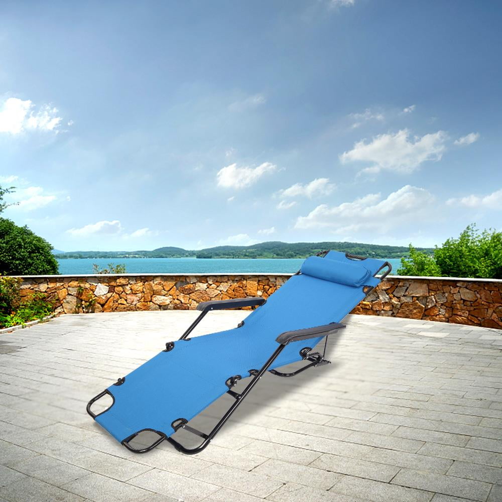 UBesGoo Folding Chaise Lounge Chair Patio Outdoor Pool Beach Lawn Recliner Reclining Blue