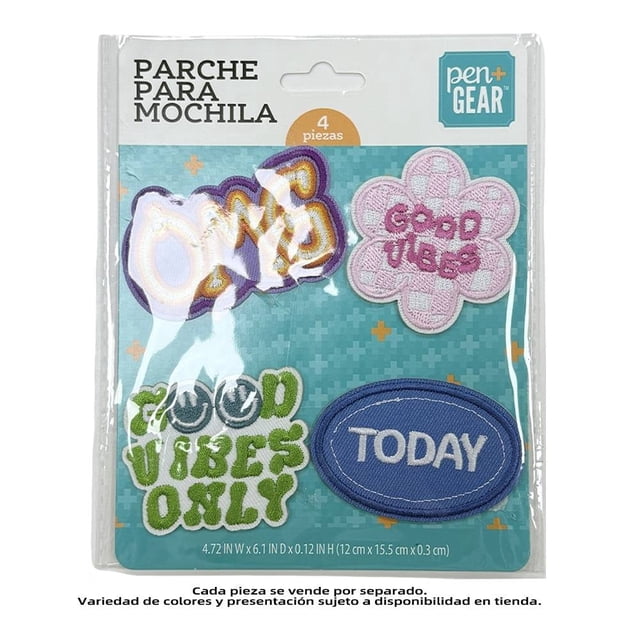 Parche Pen + Gear Para Mochila Good Vibes 4 Piezas